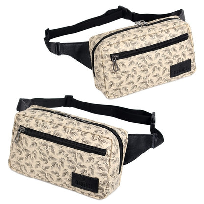 The Clownfish Aspen Faux Leather Waist Bag Travel Pouch Crossbody Chest Bag with Adjustable Strap (Cream)