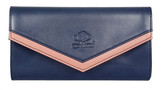 THE CLOWNFISH Lucia Collection Womens Wallet Clutch Ladies Purse with multiple card slots (Navy Blue)