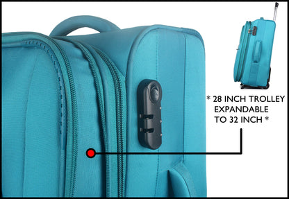 THE CLOWNFISH Tourer Series Polyester 28 Inch Turquoise Softsided Suitcase Luggage Trolley Bag