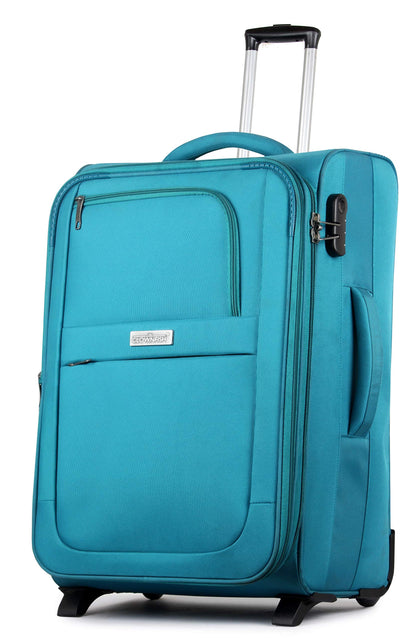 THE CLOWNFISH Tourer Series Polyester 28 Inch Turquoise Softsided Suitcase Luggage Trolley Bag