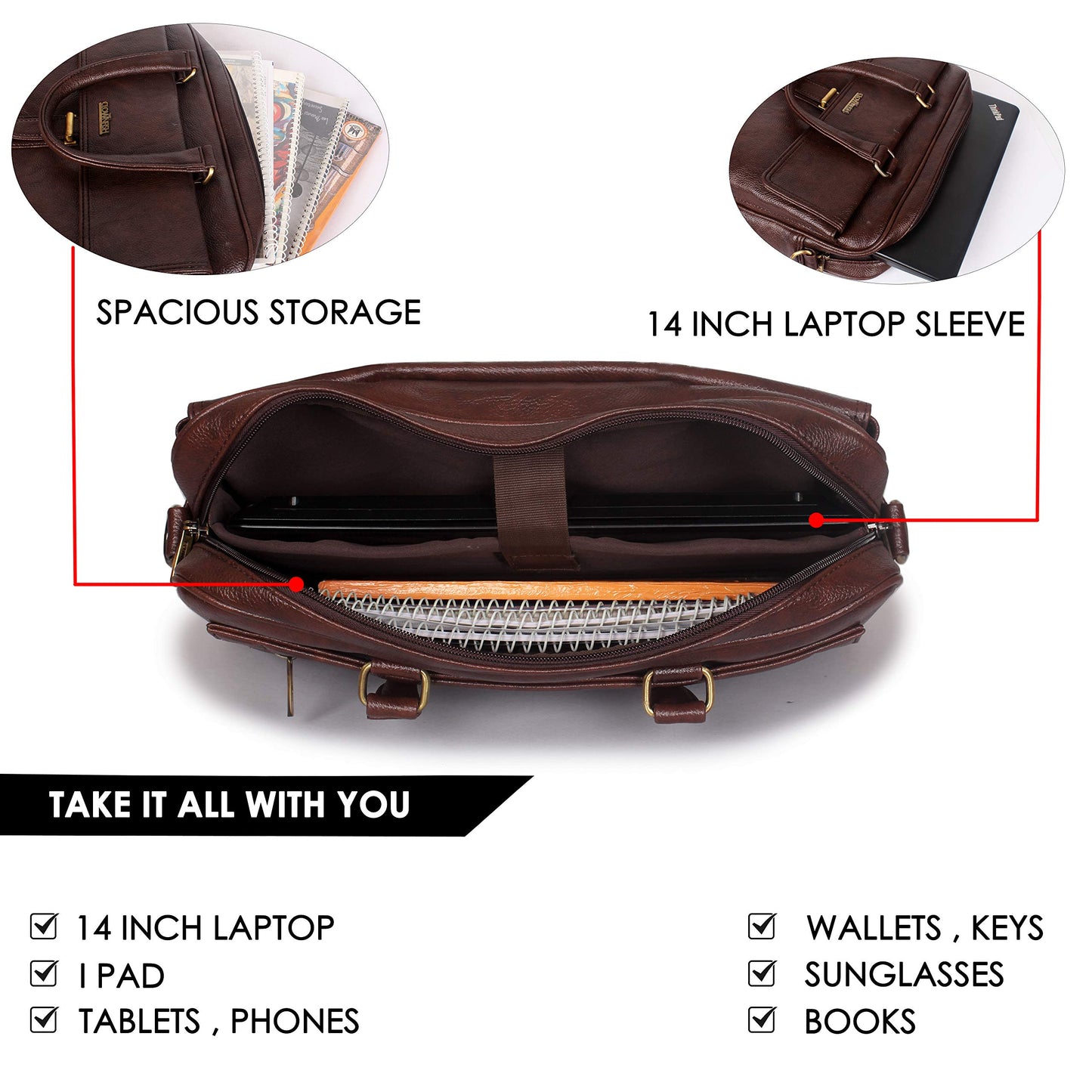 THE CLOWNFISH Vogue Laptop Messenger Bag for 14 inch laptops - Dark Brown