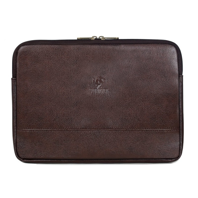 THE CLOWNFISH Pascal Faux Leather Unisex 14 Inch Classic Tablet Case Laptop Sleeve (Dark Brown)