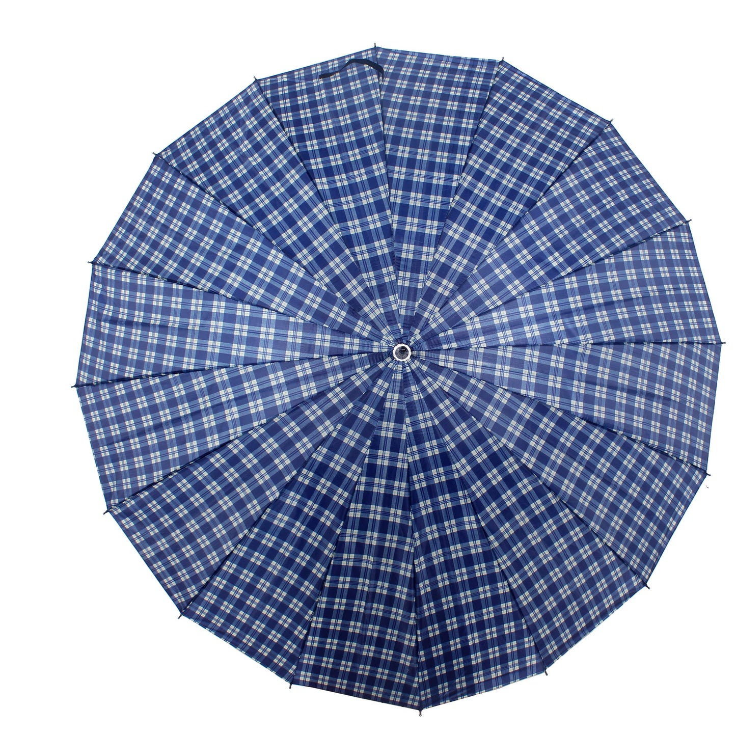 THE CLOWNFISH Umbrella Single Fold Manual Open Waterproof Polyester Umbrellas For Men and Women (Checks Design- Blue)