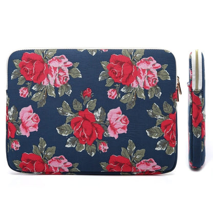 CoolBELL Flower Design Unisex Water Resistant Polyester 11.6 inch Laptop Sleeve Tablet Bag Sleeve (Navy Blue)