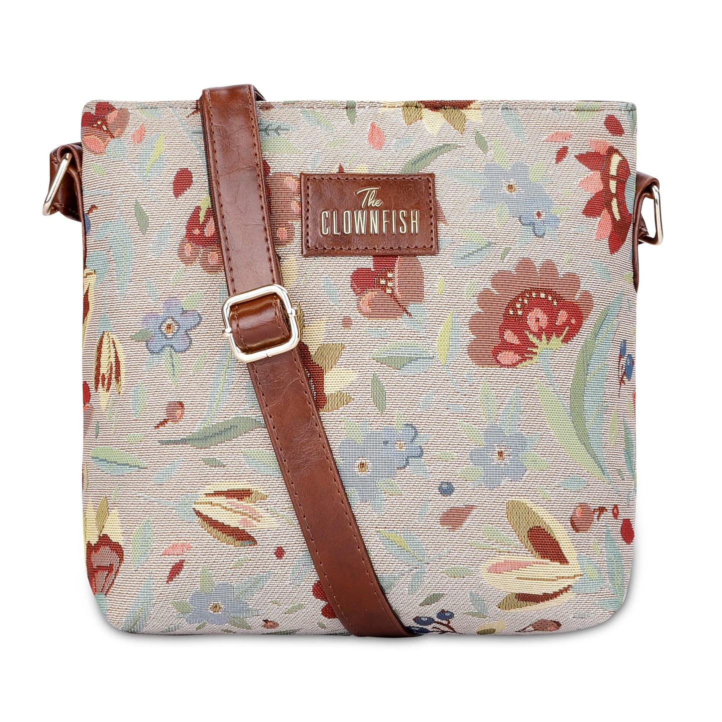 THE CLOWNFISH Linda Series Sling for Women Casual Ladies Single Shoulder Bag For Women Crossbody Bag for College Girls (Skyblue-Floral)