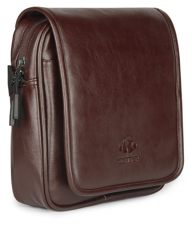 THE CLOWNFISH Leatherette Brown Messenger Bag