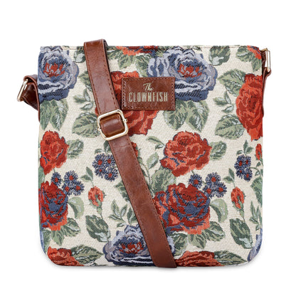 THE CLOWNFISH Linda Series Sling for Women Casual Ladies Single Shoulder Bag For Women Crossbody Bag for College Girls (Red-Floral)