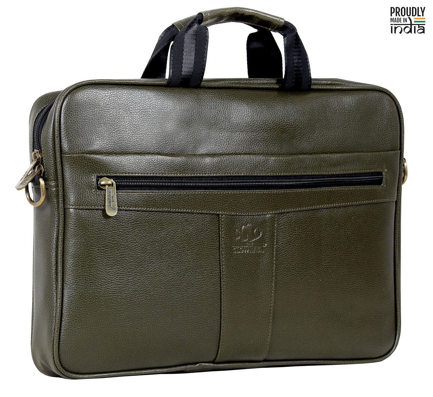 THE CLOWNFISH Icon Faux Leather 15.6 inch Laptop Messenger Bag Briefcase (Green)