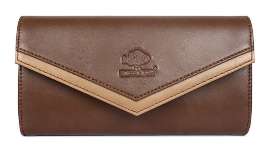 THE CLOWNFISH Lucia Collection Womens Wallet Clutch Ladies Purse with multiple card slots (Brown)