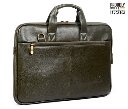 THE CLOWNFISH Cadmus Faux Leather Slim Expandable 15.6 inch Laptop Messenger Bag Laptop Briefcase (Green)