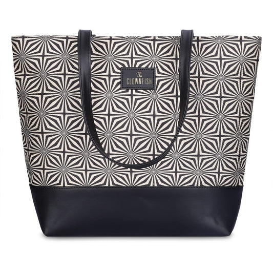 THE CLOWNFISH Valentine Printed Handicraft Fabric & Faux Leather Handbag for Women Office Bag Ladies Shoulder Bag Tote for Women College Girls (Multicolour-Mandala Art)