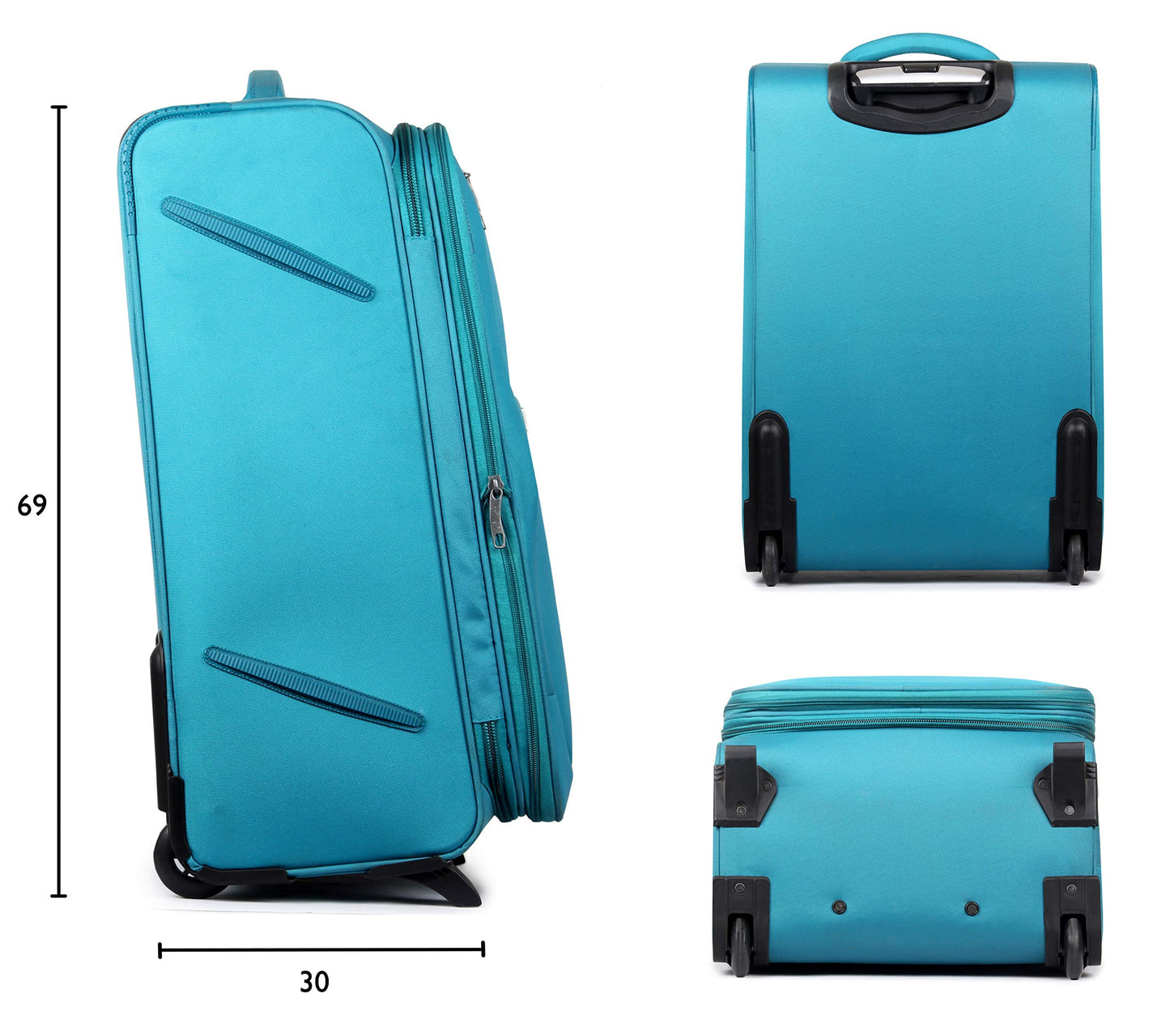 THE CLOWNFISH Tourer Series Polyester 28 Inch Turquoise Softsided Suitcase Luggage Trolley Bag