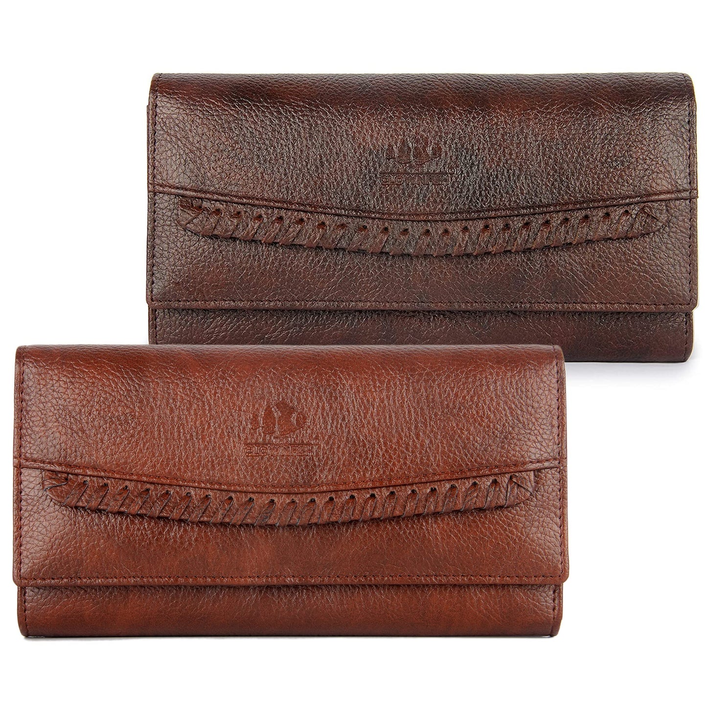 THE CLOWNFISH Combo of 2 Faux Leather Women's Wallet with attractive Front Design (Brown)