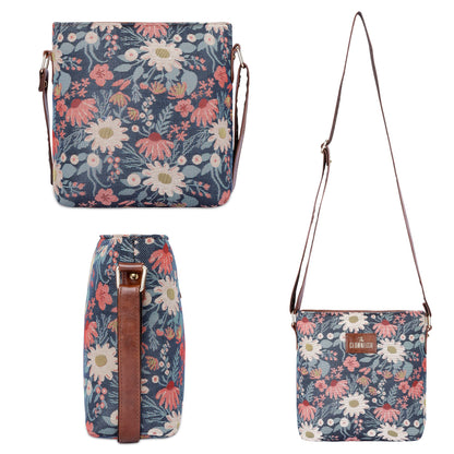 THE CLOWNFISH Linda Series Sling for Women Casual Ladies Single Shoulder Bag For Women Crossbody Bag for College Girls (Purple-Floral)