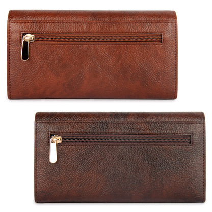 THE CLOWNFISH Combo of 2 Faux Leather Women's Wallet with attractive Front Design (Brown)