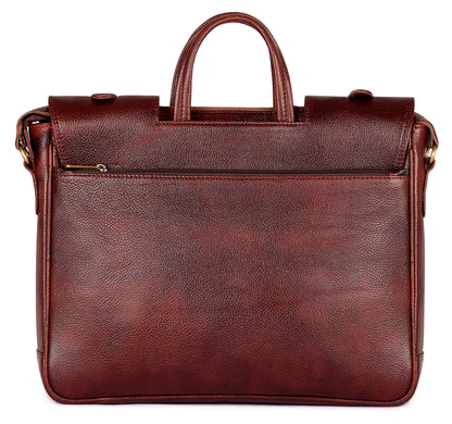 THE CLOWNFISH TCFLBGL-H14MAH5 Esteemer Genuine 14-Inch Leather Laptop Bag (Mahogany)