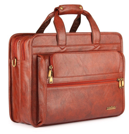 The Clownfish 26 Liters Vegan Leather Briefcase Laptop Bag for Laptops upto 15.6 inch (Tan)