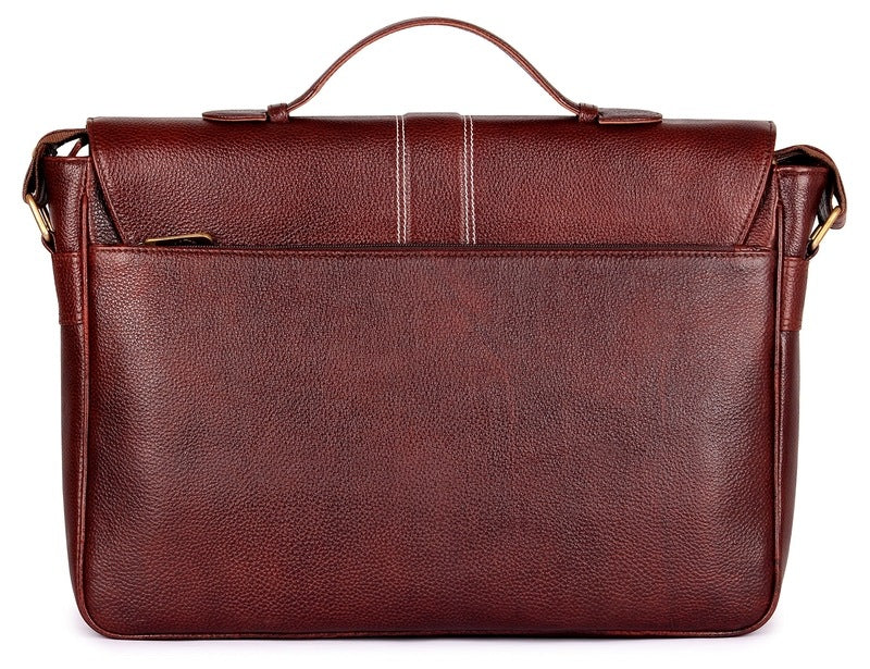 THE CLOWNFISH TCFLBGL-H14MAH3 Achiever Genuine Leather 14-Inch Laptop Bag (Mahogany)