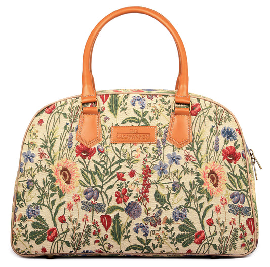 The Clownfish Flora Tapestry Fabric 27 L Women's Duffle Bag (Flax)