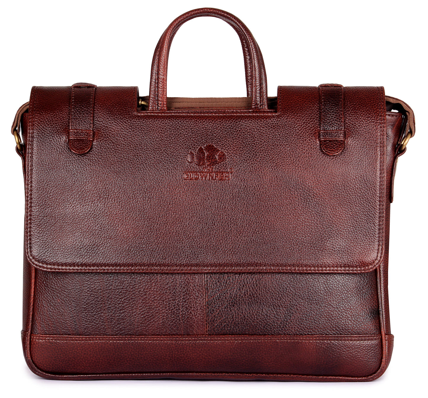 THE CLOWNFISH TCFLBGL-H14MAH5 Esteemer Genuine 14-Inch Leather Laptop Bag (Mahogany)