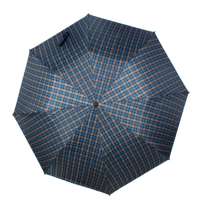 THE CLOWNFISH Umbrella 2 Fold Auto Open Waterproof Pongee Umbrellas For Men and Women (Checks Design- Peacock Blue)