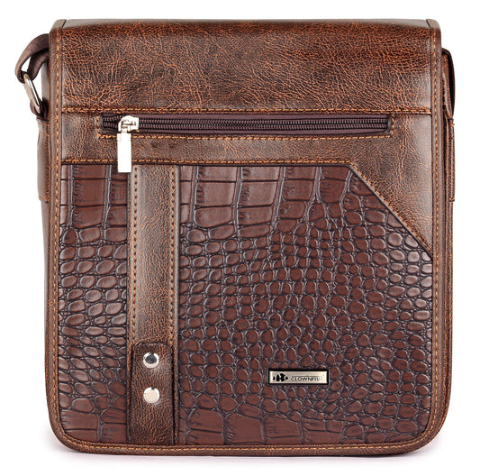 THE CLOWNFISH Trident Series Synthetic 23 cms Mahogany Messenger Bag