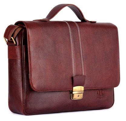 THE CLOWNFISH TCFLBGL-H14MAH3 Achiever Genuine Leather 14-Inch Laptop Bag (Mahogany)