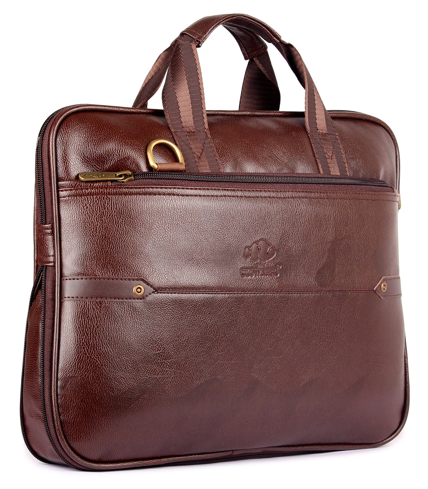 THE CLOWNFISH Supreme 15.6-Inch Faux Leather Laptop Bag (Chestnut Brown)