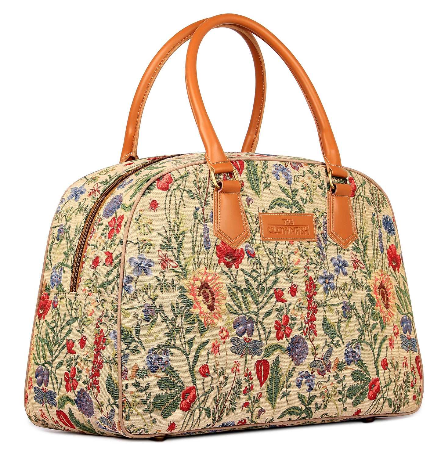 The Clownfish Flora Tapestry Fabric 27 L Women's Duffle Bag (Flax)