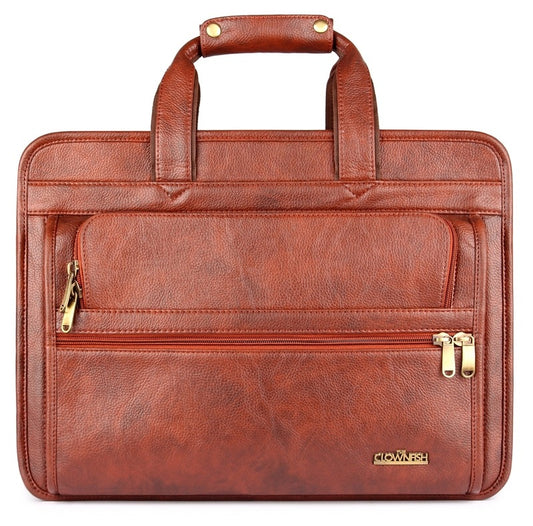 The Clownfish 26 Liters Vegan Leather Briefcase Laptop Bag for Laptops upto 15.6 inch (Tan)