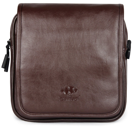 THE CLOWNFISH Leatherette Brown Messenger Bag