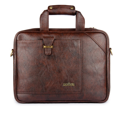 The Clownfish 15.6 inch Vegan Leather Brown Laptop and Tablet Bag