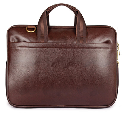 THE CLOWNFISH TCFLBFL-I156CBR19 Monarch 15.6-Inch Faux Leather Laptop Bag (Chestnut Brown)