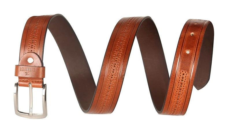 CLOWNFISH Men's Genuine Leather Belt - Perfect for office attire