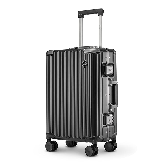 THE CLOWNFISH Stark Series Luggage PolyCarbonate Hard Case Suitcase Eight Wheel Trolley Bag with Double TSA Locks- Sooty Black (Medium size, 67 cm-26 inch)