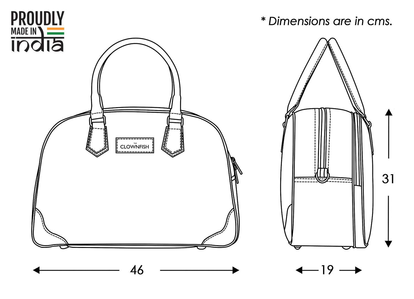 The Clownfish cotton 19 cms Travel Duffle(TCFDBTP-MI27LCRE20_cream)