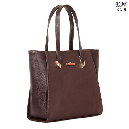 THE CLOWNFISH Hershey Handbag for Women Office Bag Ladies Shoulder Bag Tote For Women College Girls (Chocolate Brown)